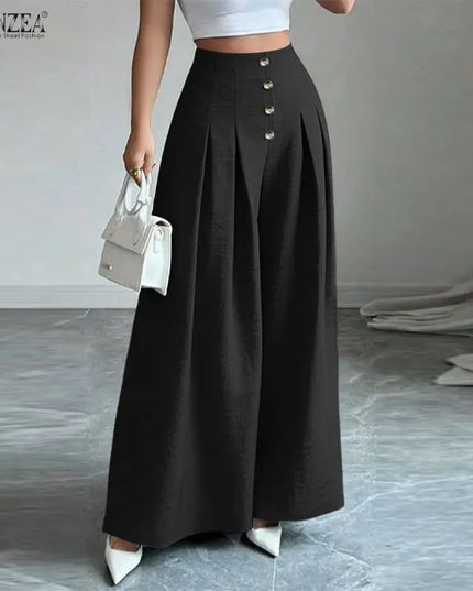 Women's High-Waisted Wide-Leg Pleated Loose Trousers