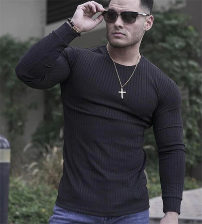 Men's Slim Fit Knitted Sweater - Breathable, Casual, Elastic, Stretch Fabric