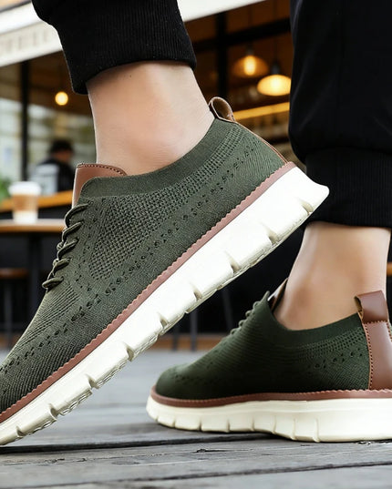 Men's Breathable Casual Shoes with Shock Absorption and Lace-Up Design