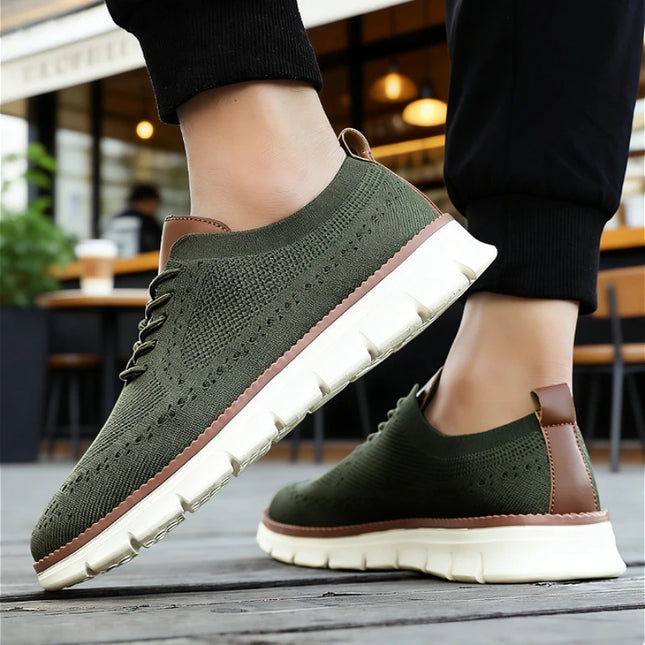 Men's Breathable Casual Shoes with Shock Absorption and Lace-Up Design