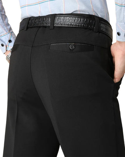 Men’s Casual Lightweight Straight-Leg High-Waisted Trousers