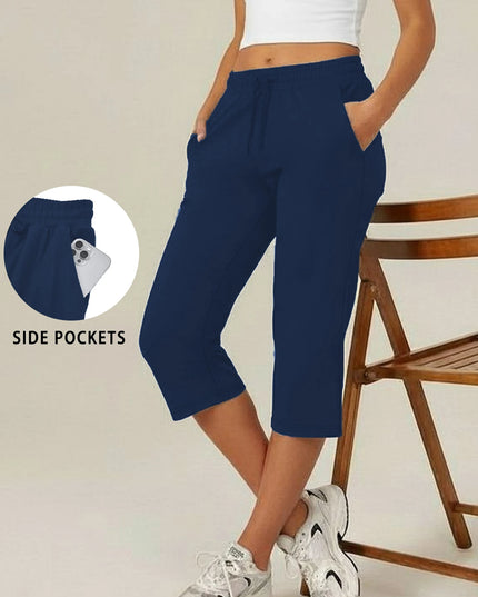 Women's Capri Yoga Pants with Drawstring and Pockets