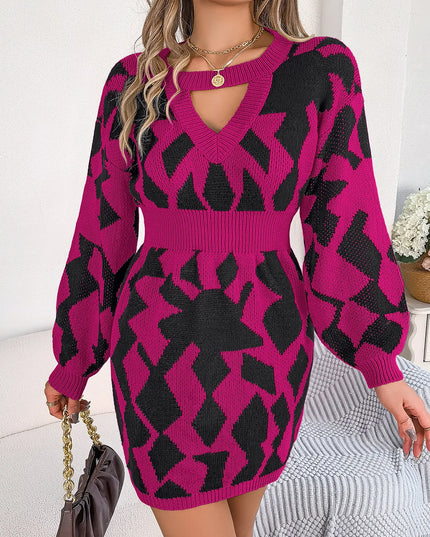 Women's Lantern Sleeve Knitted Dress