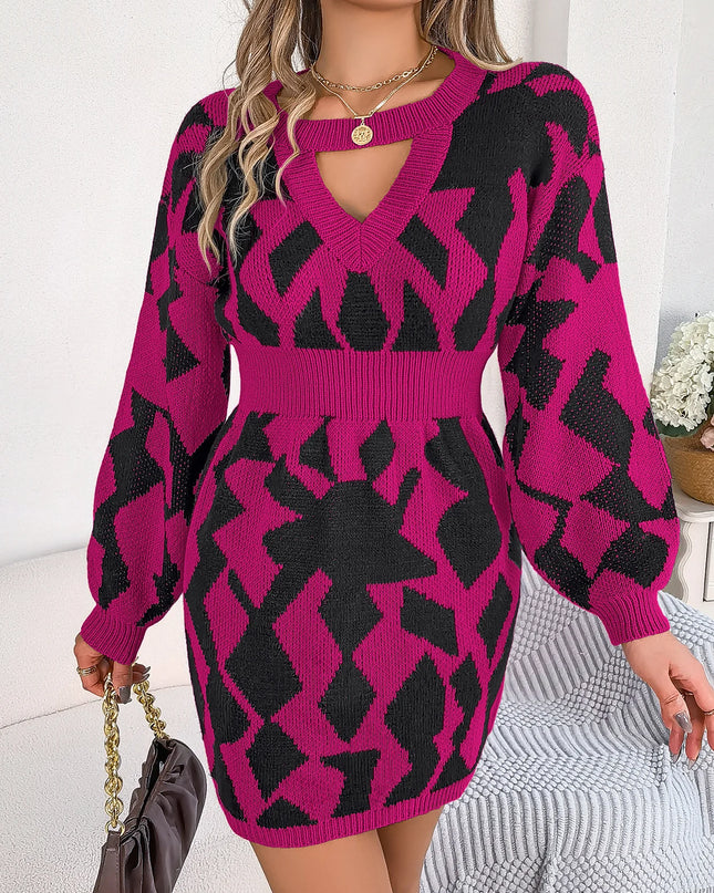 Women's Lantern Sleeve Knitted Dress