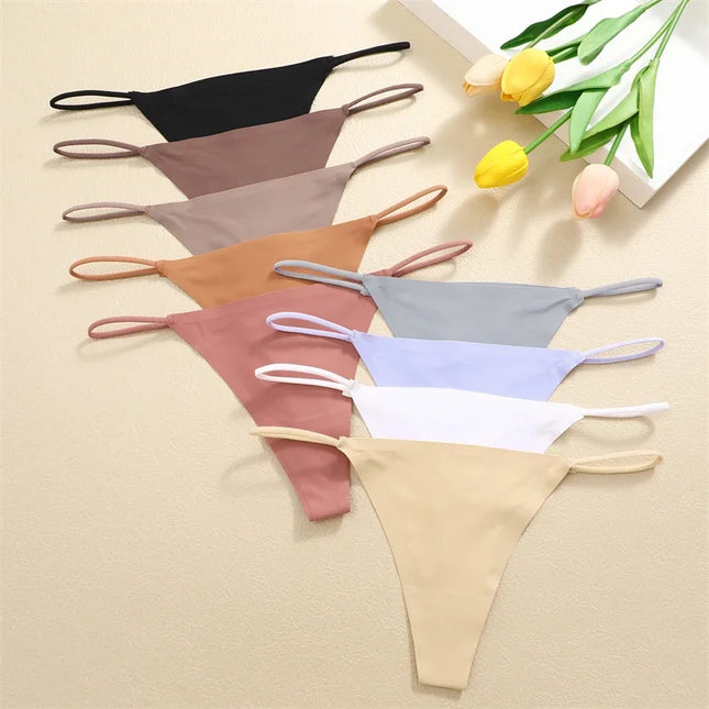 10Pcs Women's Seamless Thong with Thin Straps, Low Waist, High Flexibility