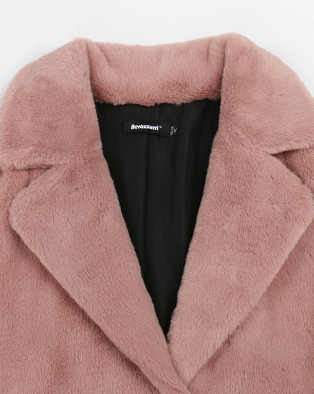 Nerazzurri Women’s Long Faux Fur Coat – Thick, Warm, Soft & Stylish Outerwear