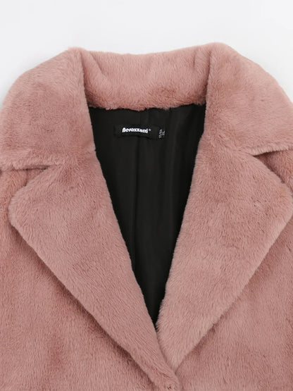 Nerazzurri Women’s Long Faux Fur Coat – Thick, Warm, Soft & Stylish Outerwear