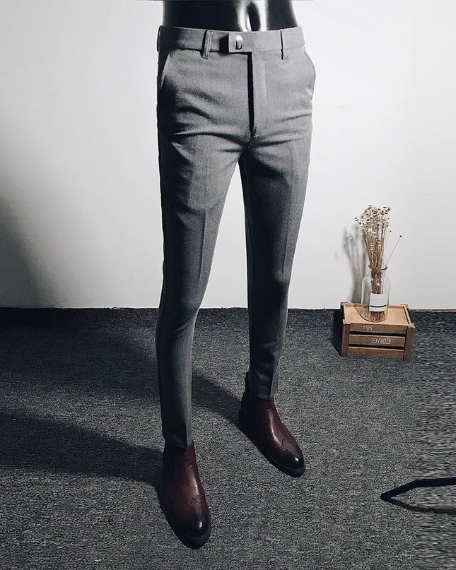 Men's Slim Fit Dress Pants - Formal Slim Trousers for Men