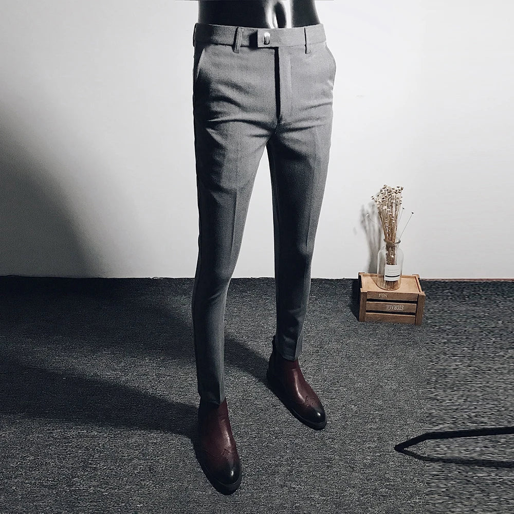 Men's Slim Fit Dress Pants - Formal Slim Trousers for Men