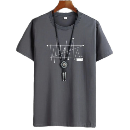 Men's Patterned T-Shirt - Loose Fit, 100% Cotton