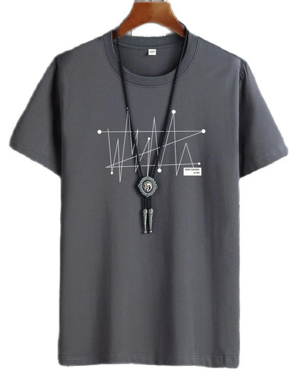 Men's Patterned T-Shirt - Loose Fit, 100% Cotton