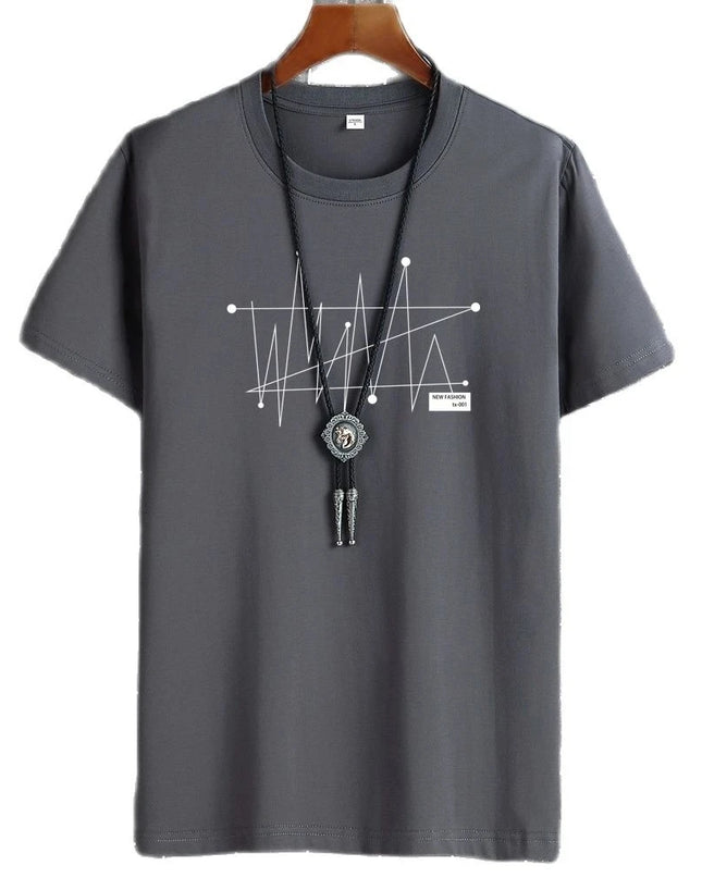 Men's Patterned T-Shirt - Loose Fit, 100% Cotton