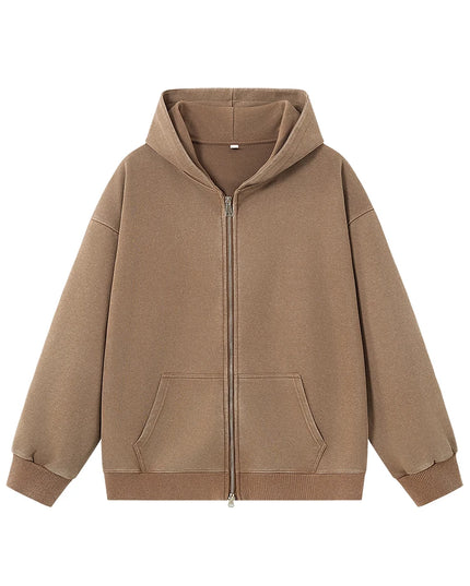 Men's Oversized Washed Faded Knit Zip-Up Cardigan