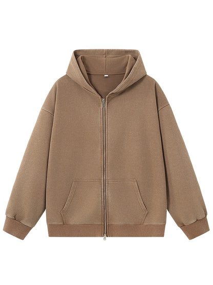 Men's Oversized Washed Faded Knit Zip-Up Cardigan