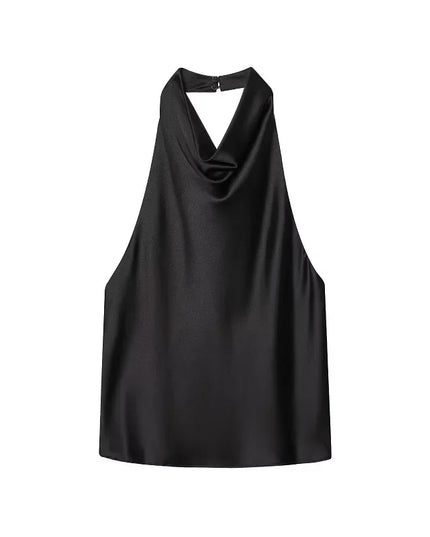 Satin Women's Halter Backless Sleeveless Blouse