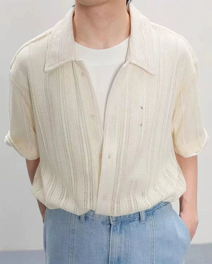 Stylish Men's Mesh Knitted Hollow-Out Transparent Shirt
