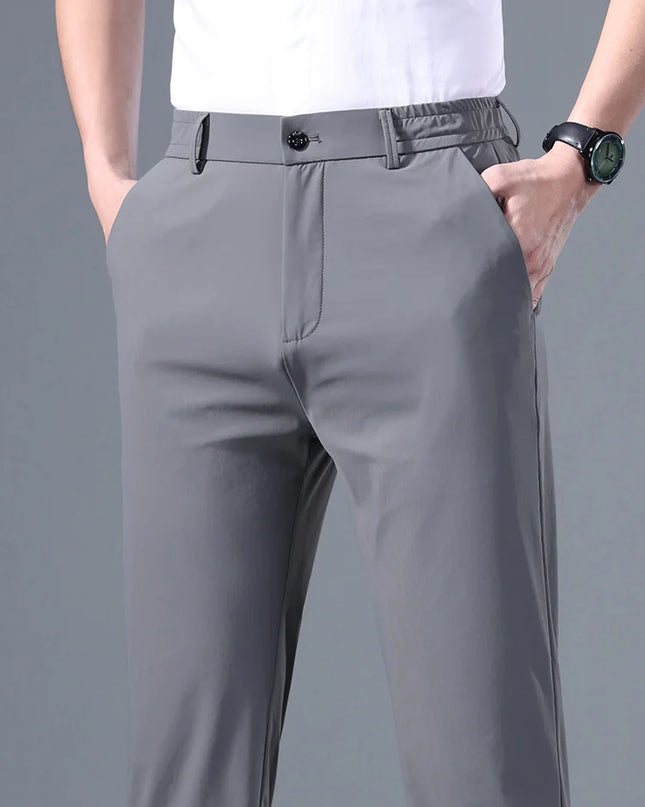 Men's Korean Classic Stretch Trousers with Elastic Waist - Slim Fit