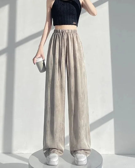 Women's Loose Fit Straight Casual Draped Wide-Leg Pants