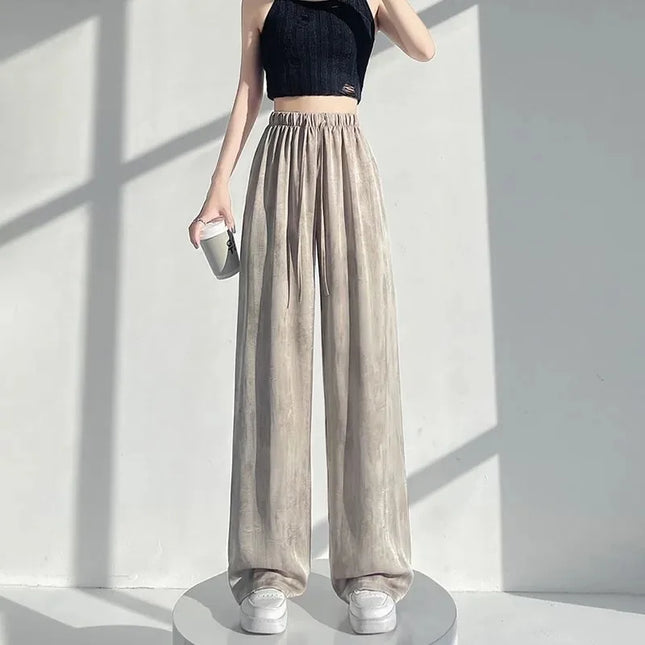 Women's Loose Fit Straight Casual Draped Wide-Leg Pants