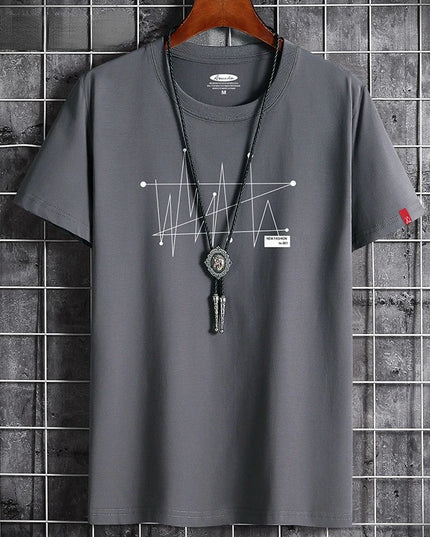 Men's Patterned T-Shirt - Loose Fit, 100% Cotton
