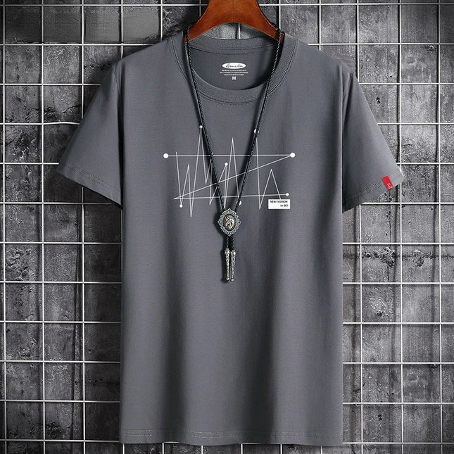 Men's Patterned T-Shirt - Loose Fit, 100% Cotton