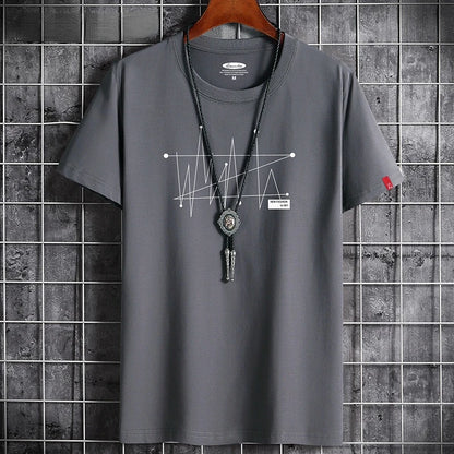 Men's Patterned T-Shirt - Loose Fit, 100% Cotton
