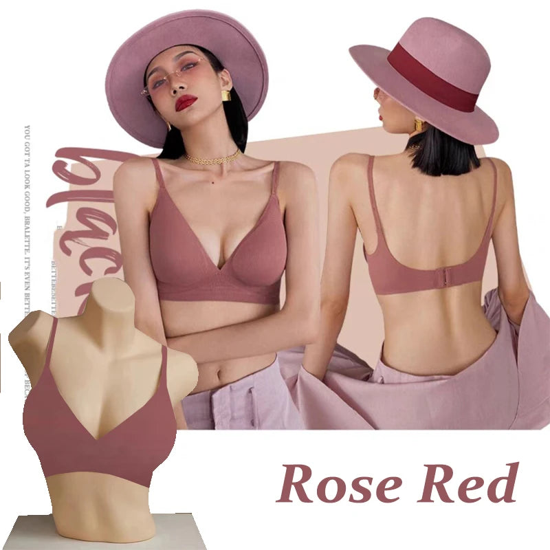 Women's Seamless Deep V Neck Bralette - Comfortable & Stylish Wireless Bra