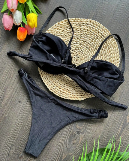 Women's Braided Rope Bikini Set – Two-Piece Triangle Swimwear