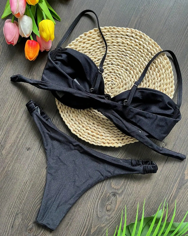 Women's Braided Rope Bikini Set – Two-Piece Triangle Swimwear