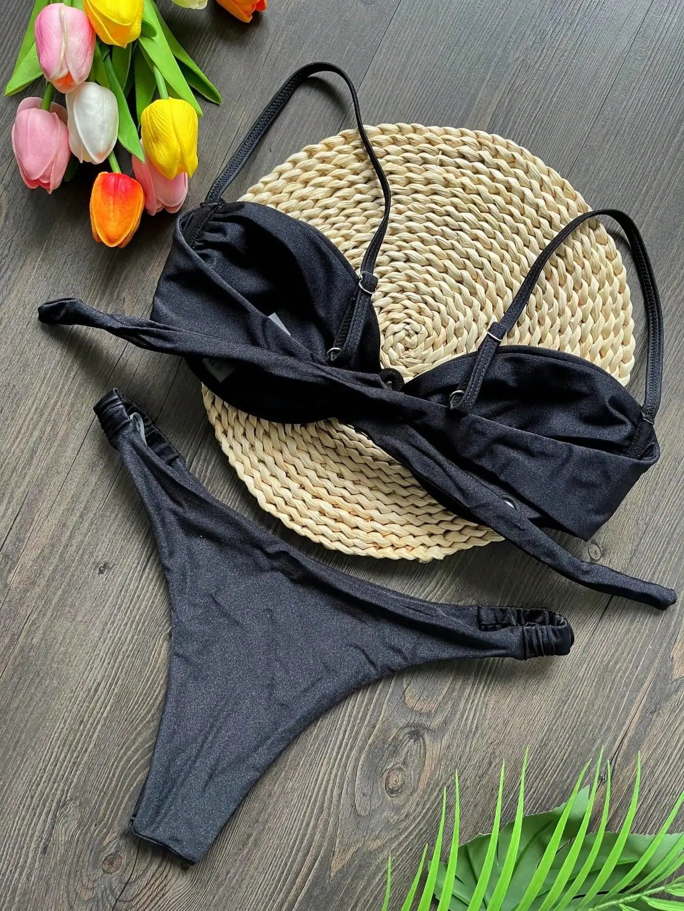 Women's Braided Rope Bikini Set – Two-Piece Triangle Swimwear