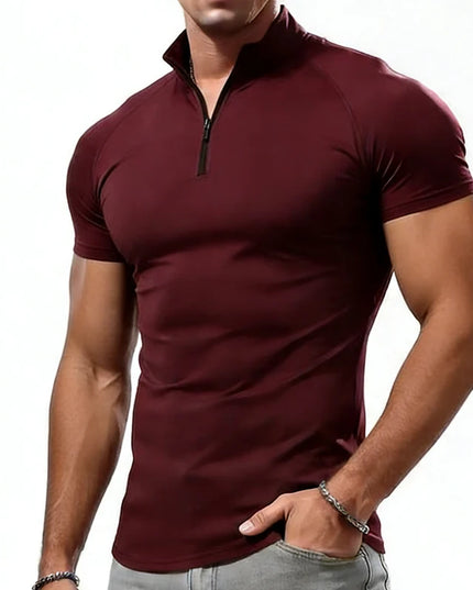 Men's Slim Fit Zipper Neck T-Shirt