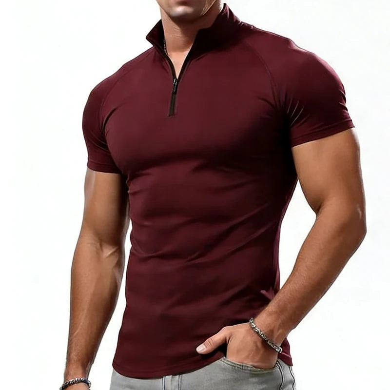 Men's Slim Fit Zipper Neck T-Shirt