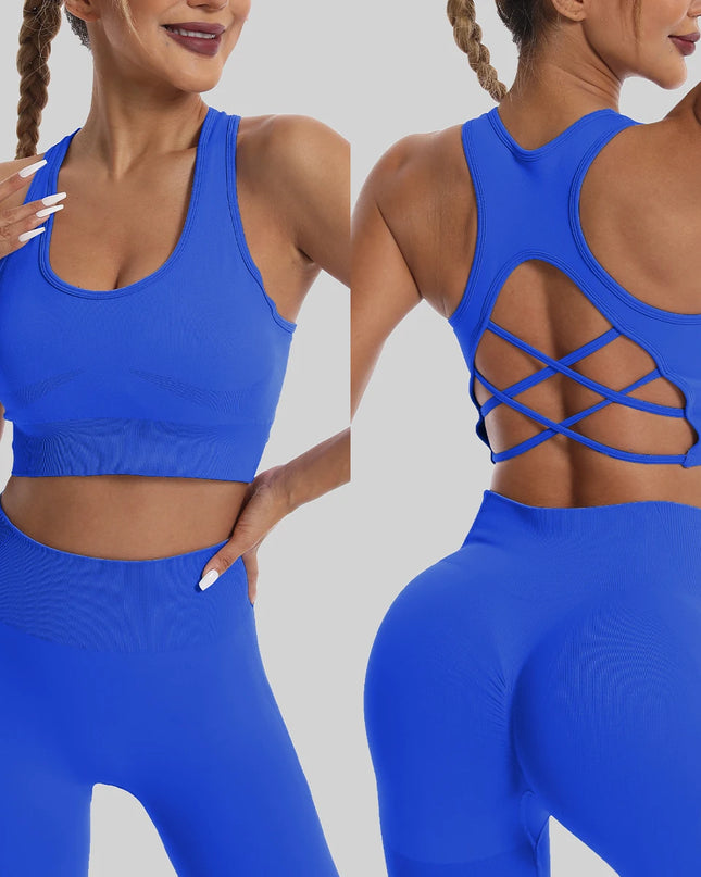 High Waist Seamless Leggings and Bra Set for Women