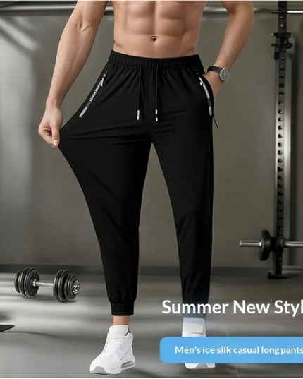Men's Ice Silk Long Sweatpants- Quick-Drying, Lightweight, and Breathable