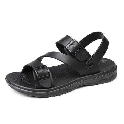 Men's Casual Faux Leather Sandals - Non-Slip, Breathable Roman Slippers