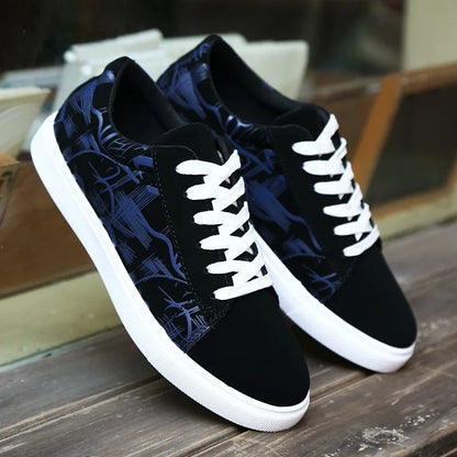 Men's Graffiti-Print Vulcanized Canvas Sneakers