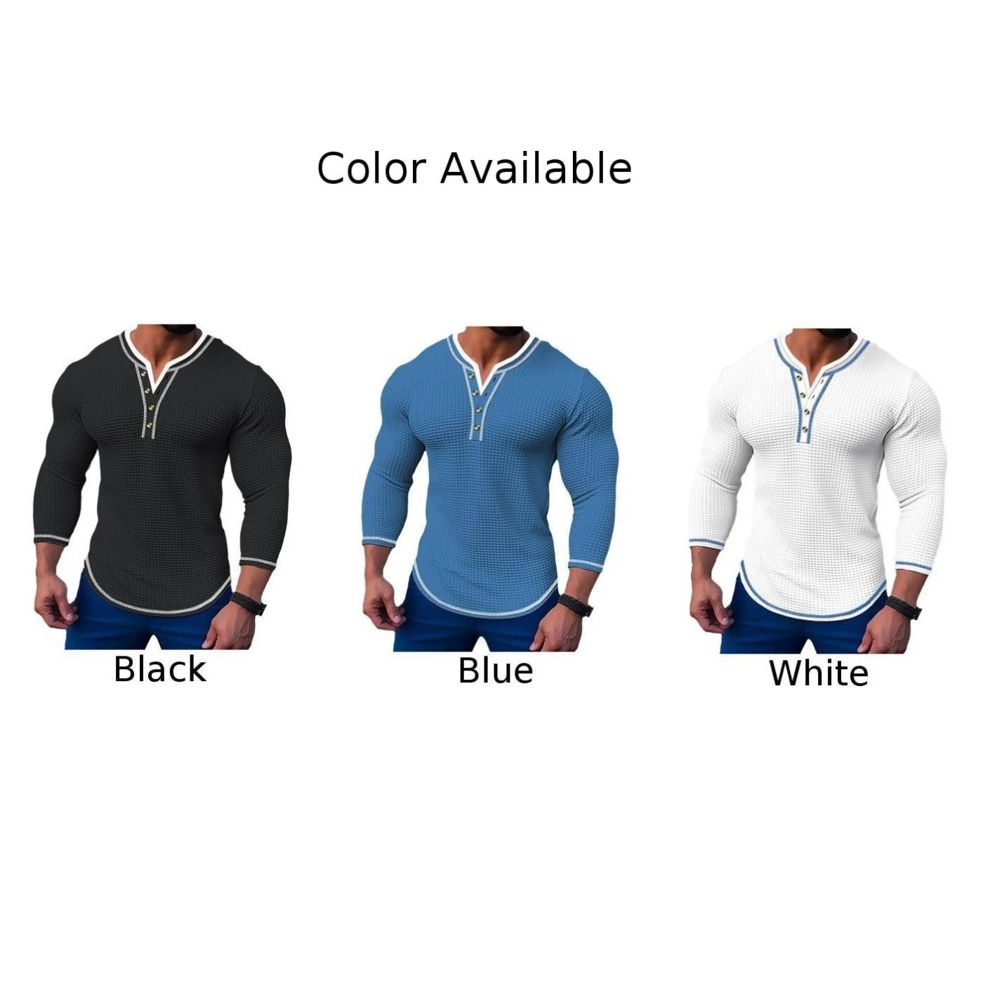 Men's Slim Fit Long Sleeve V-Neck Henley