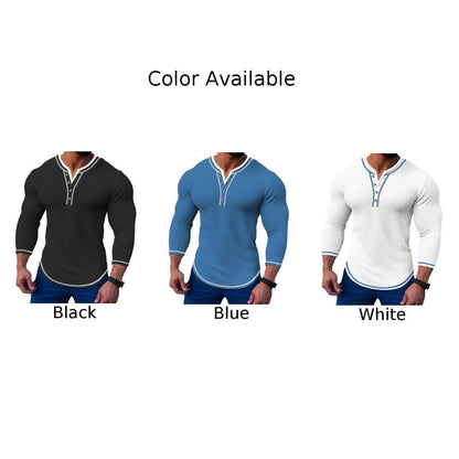 Men's Slim Fit Long Sleeve V-Neck Henley
