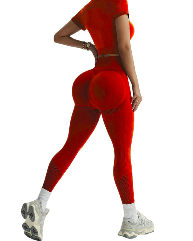2-Piece Women's Activewear Set, Breathable Cropped T-Shirt & High-Waist Leggings