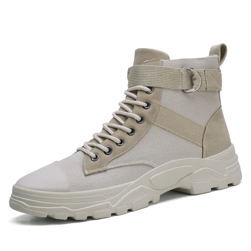 Men's High-Top Canvas Flat Lace-Up Sneakers