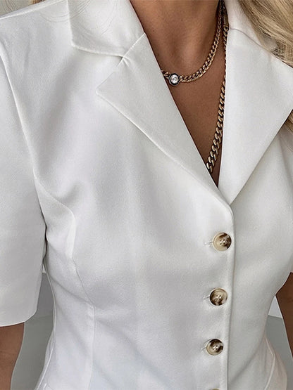Slim Fit Women's Casual Short Sleeve Button-Up Jacket