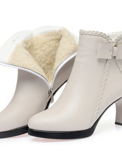 Velvet Stiletto Heel Ankle Boots for Women with Platform and Pointed Toe