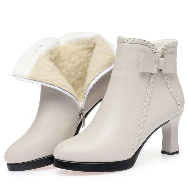 Velvet Stiletto Heel Ankle Boots for Women with Platform and Pointed Toe