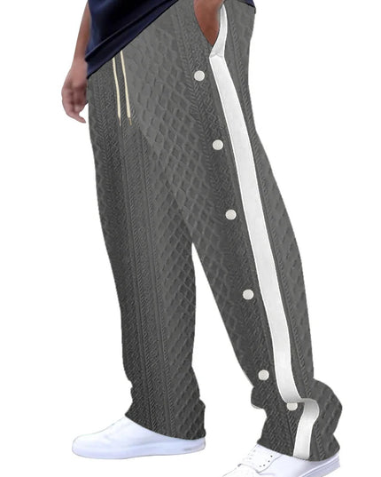 Men's Loose Fit Drawstring Joggers with Side Buttons