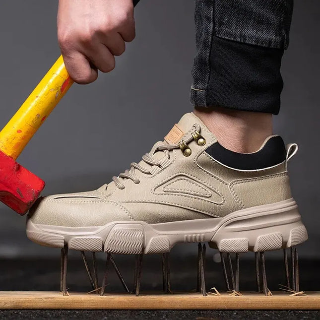 Anti-Puncture Steel Wire Safety Shoes for Men with Rotary Buckle