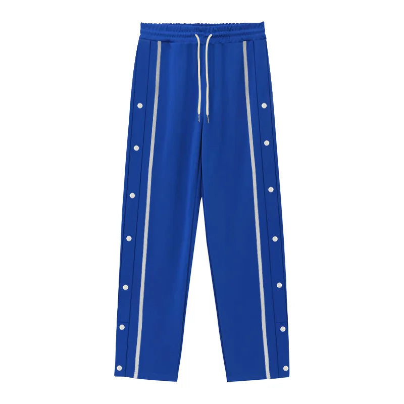 Men's Loose Fit Drawstring Joggers with Side Buttons