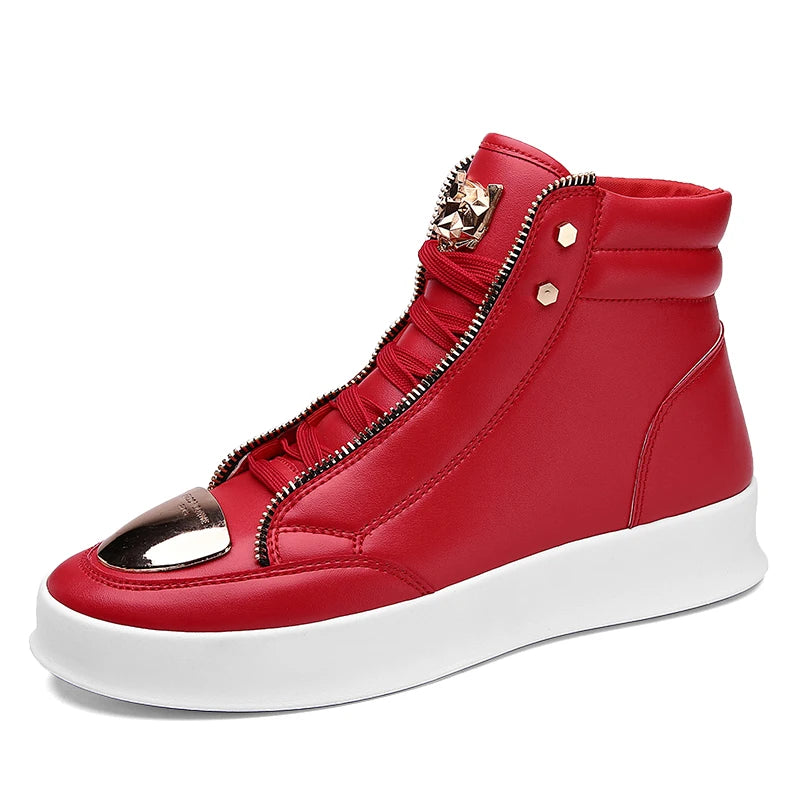 Men's Zippered High Top Sneakers - Various Colors
