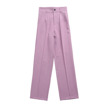 Vintage High-Waisted Straight Pants for Women