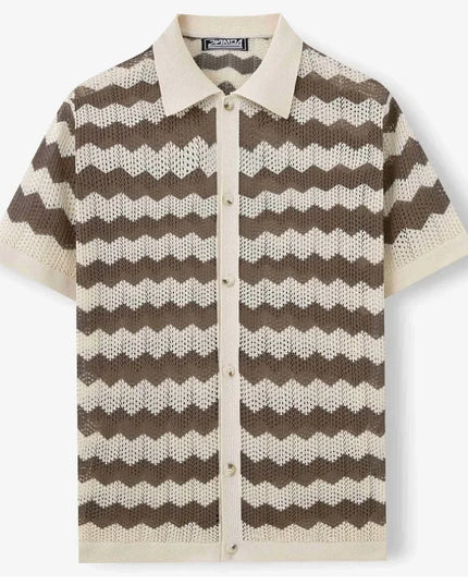 Breathable Knitted Fabric Men's Striped Shirt