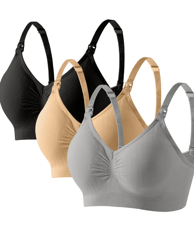 3-Pack Wireless Breathable Front Open Nursing Bra